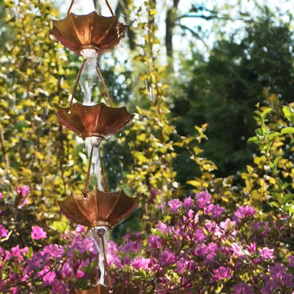 Copper Rain Chain - Umbrella Cup - 10'