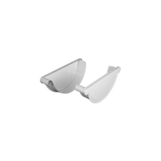 Gutter Endcaps for Painted Half-Round Gutters - 7.6" - Antique White