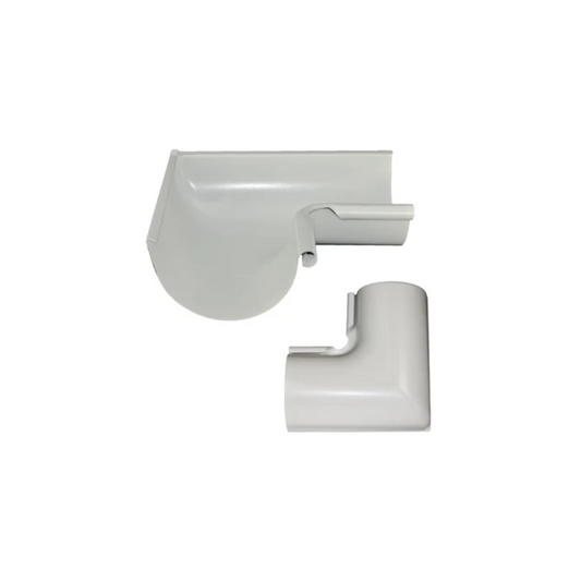Inside Corner Miters for Painted Half-Round Gutters - 7.6" - Antique White