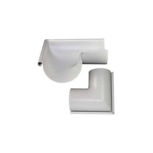 Outside Corner Miters for Painted Half-Round Gutters - 7.6" - Antique White