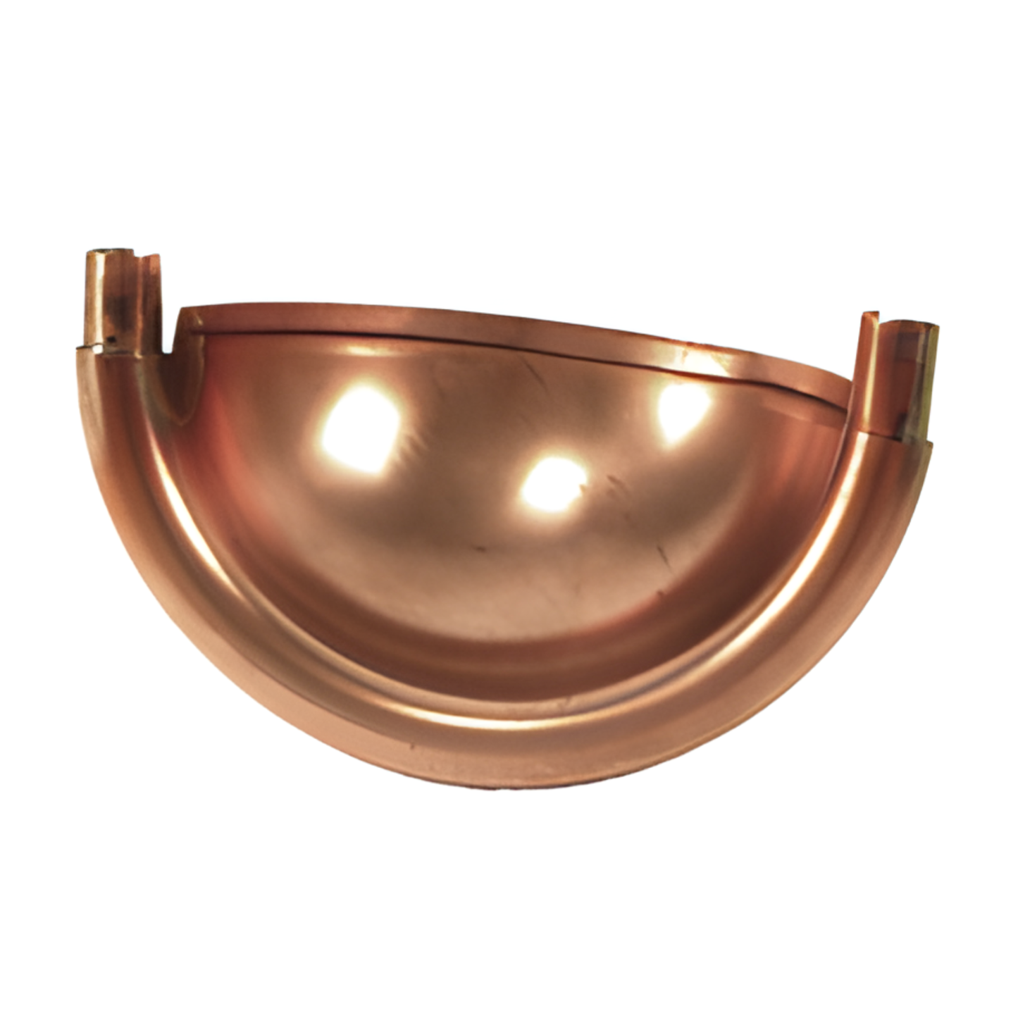 Spherical Gutter Endcaps w/ Tabs for Copper Half-Round Gutters - 6"