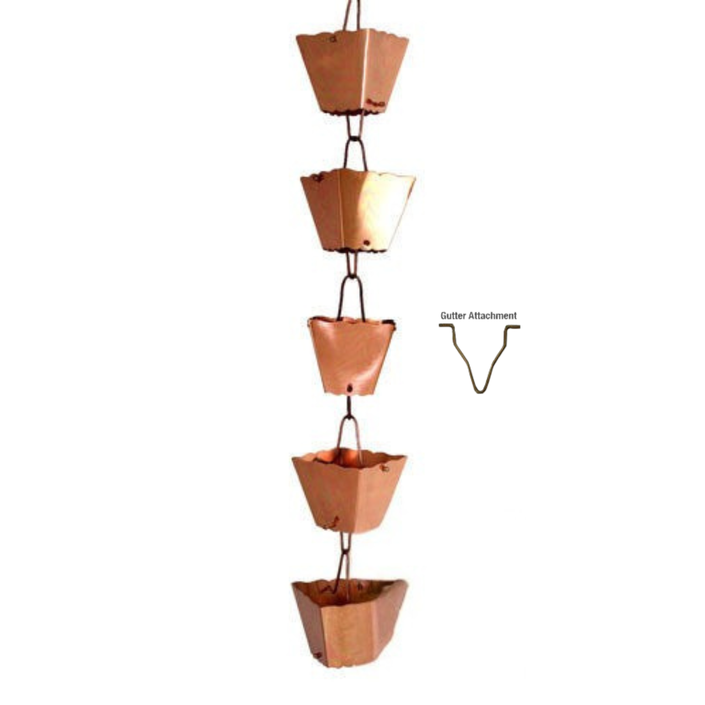 Copper Rain Chain - Square Cup - 10'