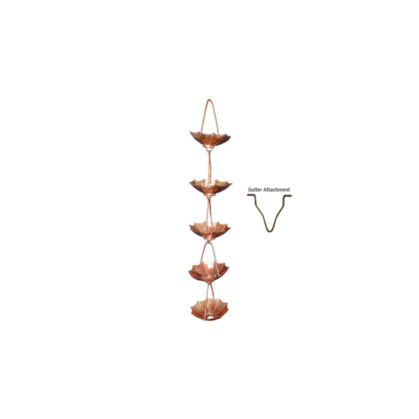 Copper Rain Chain - Umbrella Cup - 10'