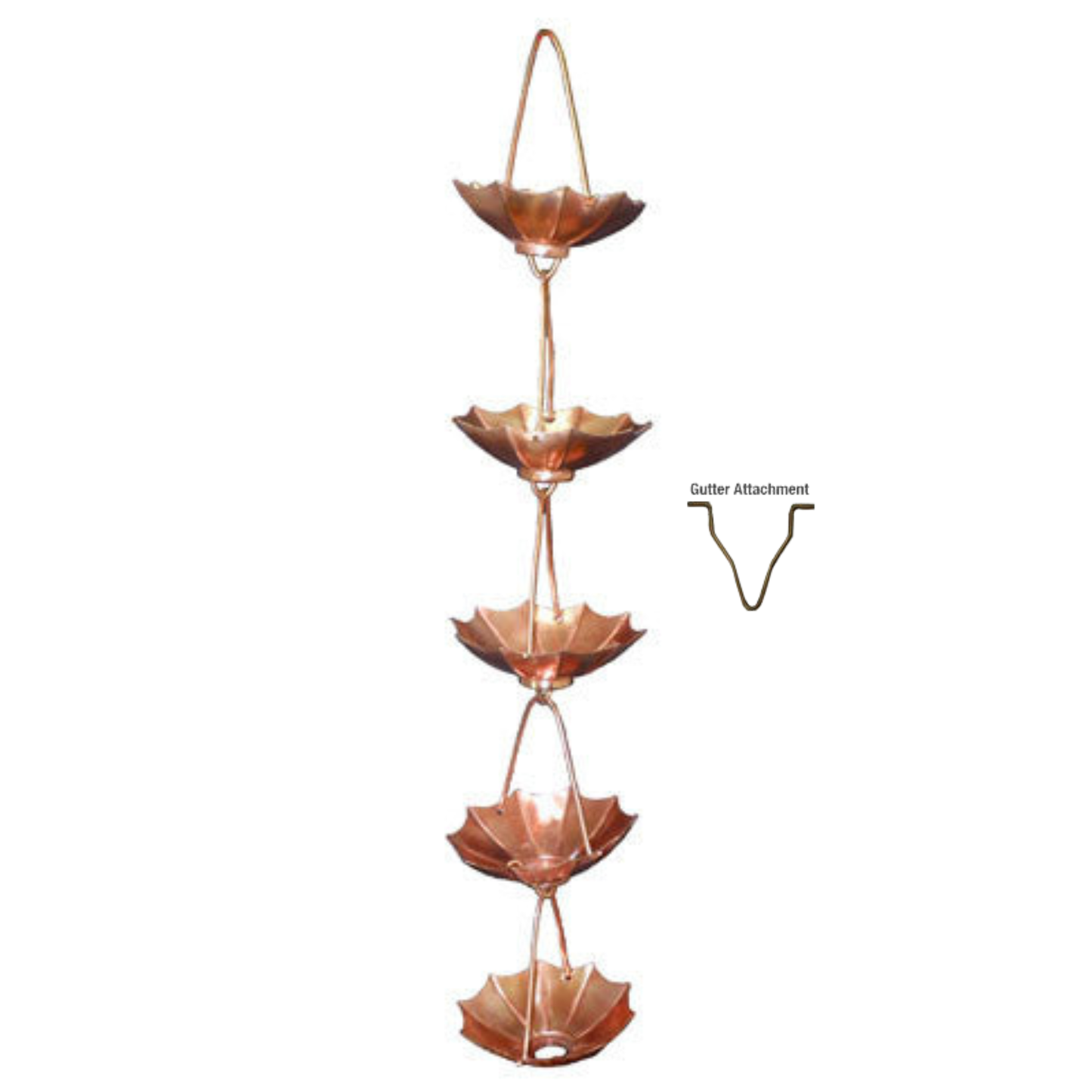 Copper Rain Chain - Umbrella Cup - 10'
