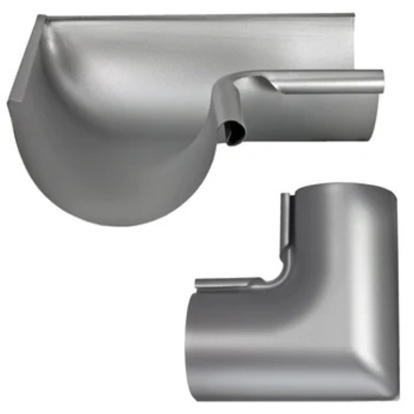 Inside Corner Miters for Painted Half-Round Gutters - 5" - Natural Gray Metallic