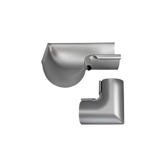 Inside Corner Miters for Painted Half-Round Gutters - 6" - Natural Gray Metallic