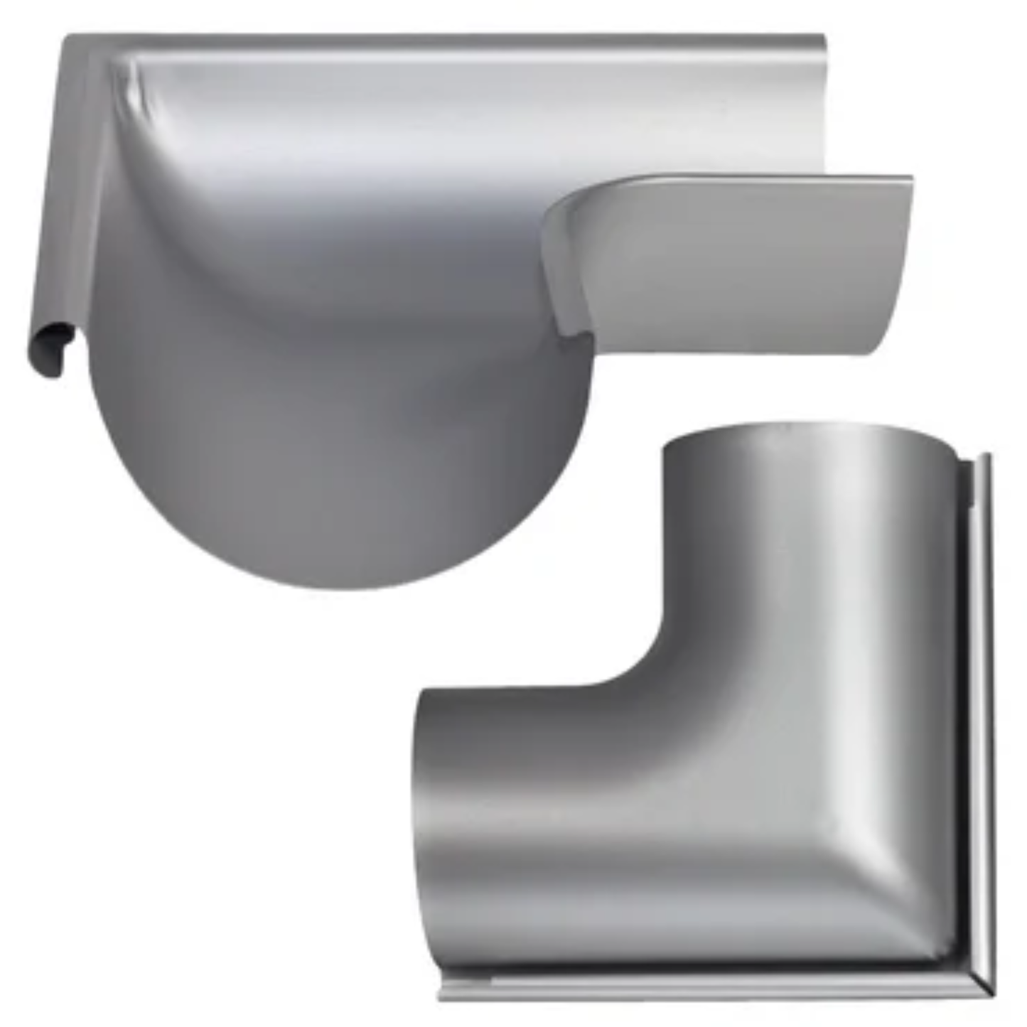 Outside Corner Miters for Painted Half-Round Gutters - 6" - Natural Gray Metallic