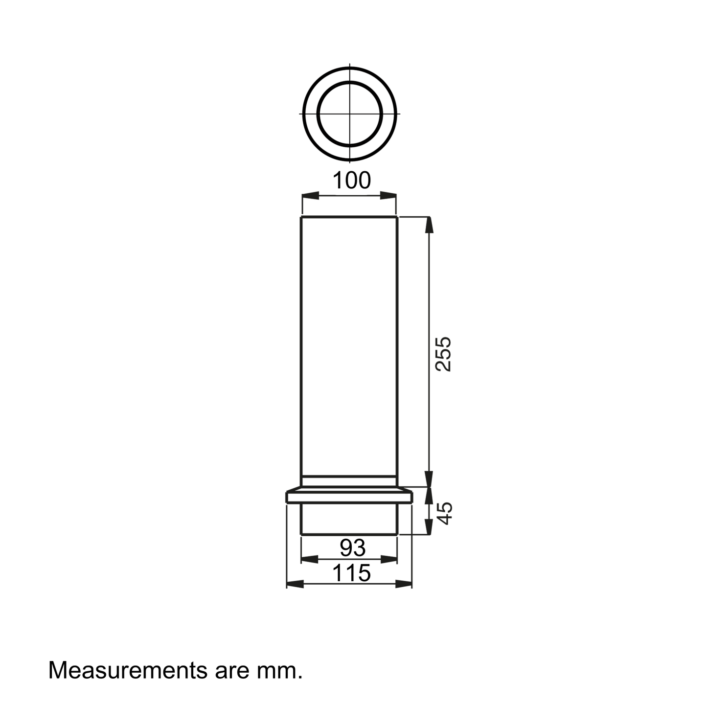 Nordic Steel Round Downspout Drain Tile Extension – 4" – Dark Bronze