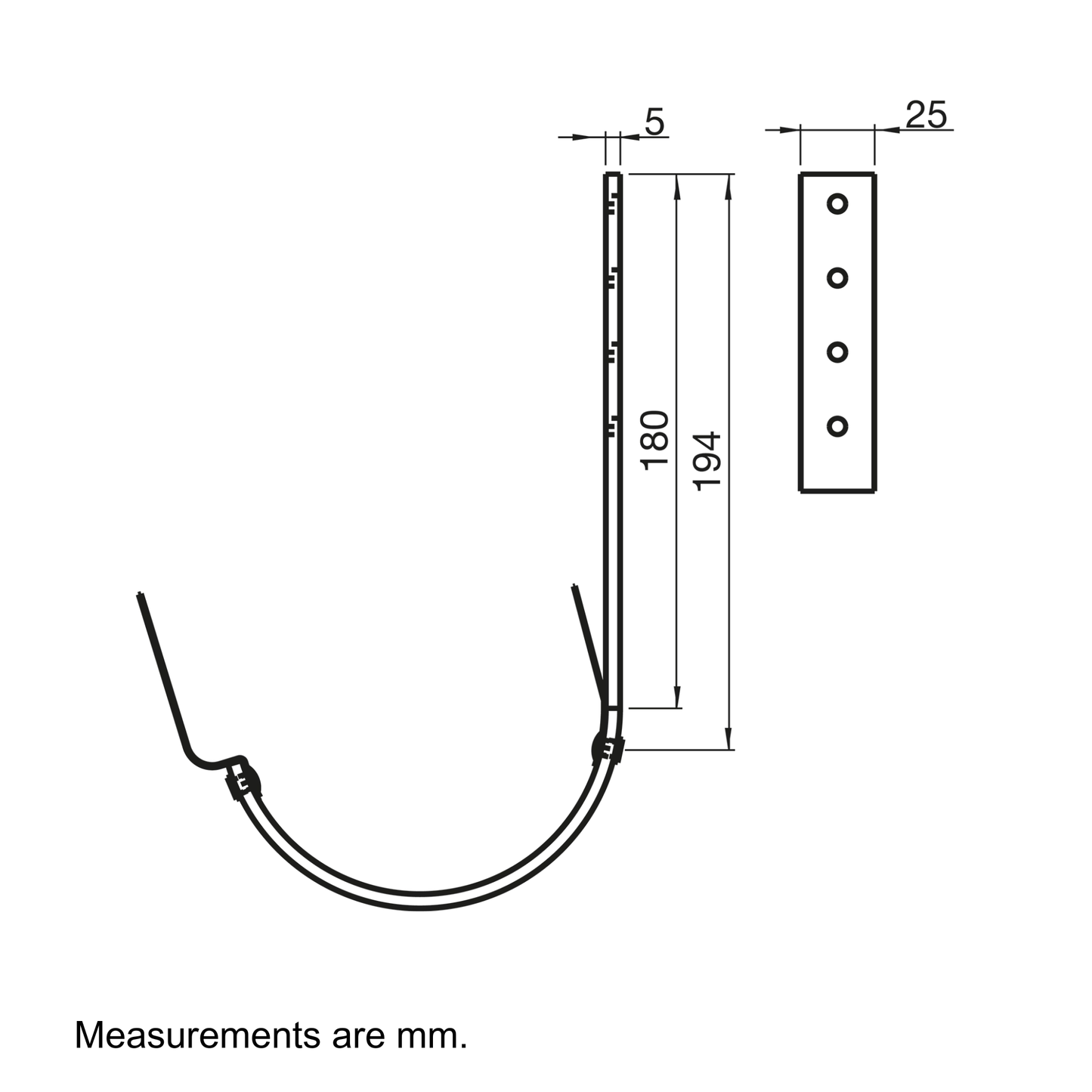 Nordic Steel Gutter Roof Hanger with Tab – 6" – Black