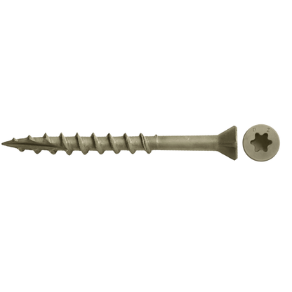 Daggerz ACQ Dagger #8 x 3" Exterior Wood Screw - Star Trim Head, Tan Ultra-Guard™ (2,000 Pack)
