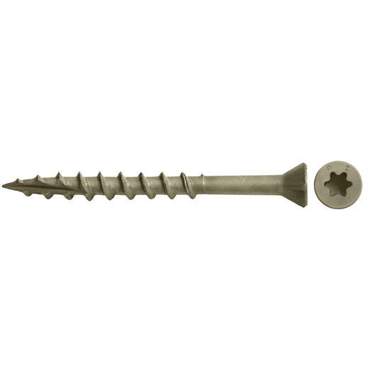 Daggerz ACQ Dagger #8 x 3" Exterior Wood Screw - Star Trim Head, Tan Ultra-Guard™ (2,000 Pack)