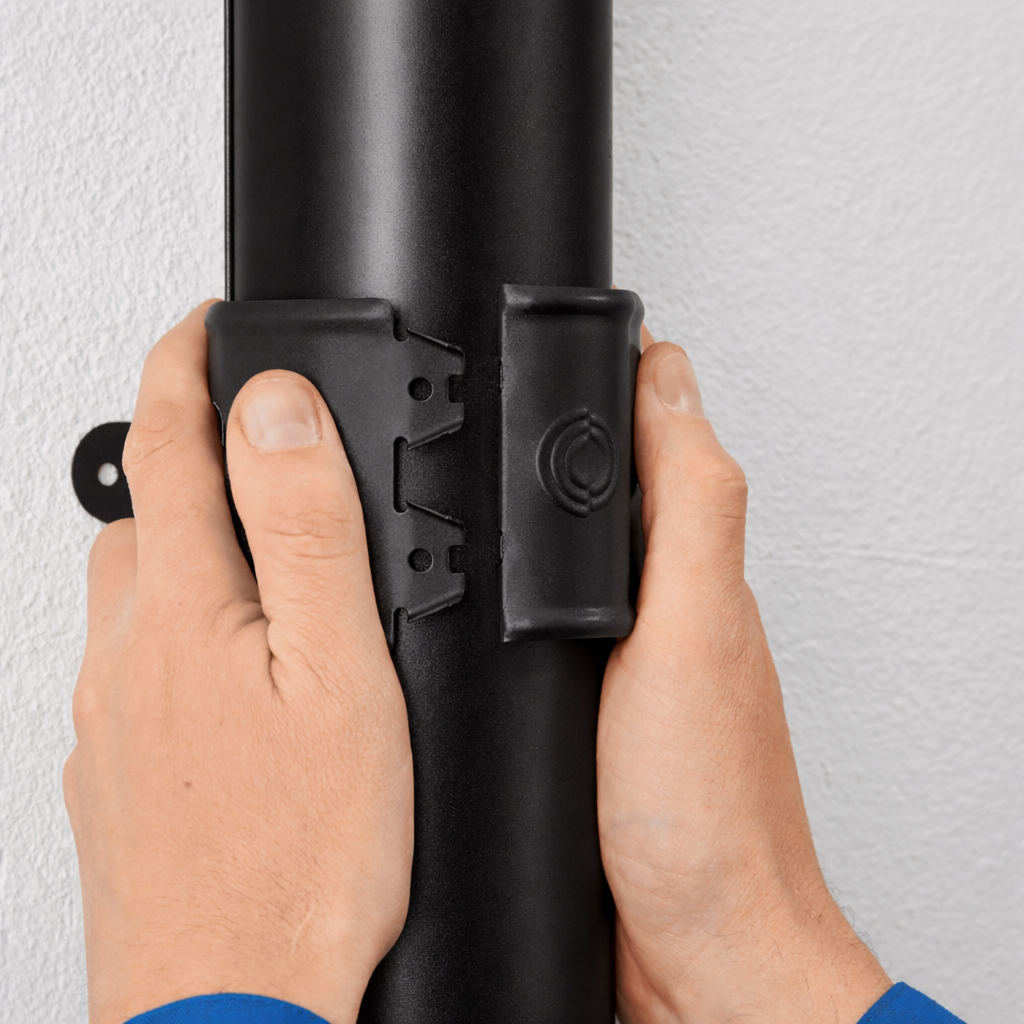 Nordic Steel Round Downspout Wide Bracket – 4" – Black