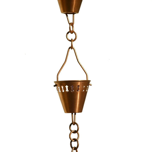 Copper Plated Stainless Steel Rain Chain - Shade Cup - 10'
