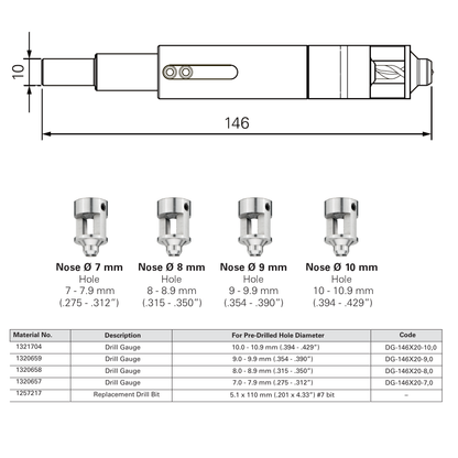 SFS DG Drill Gauge with 5.1mm Drill Bit for AP16 & SSO-D15 Rivets
