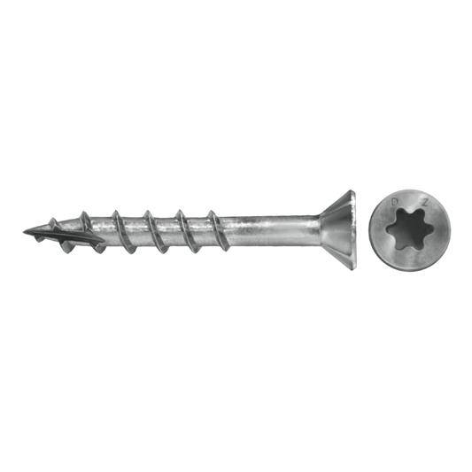 Daggerz #12 x 6" Exterior Wood Screw - Star Flat Head, 305 Stainless Steel (500 Pack)