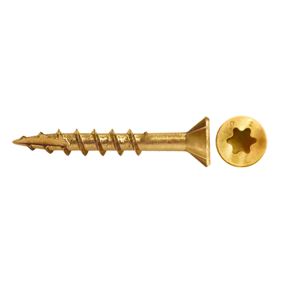 Daggerz #8 x 2" Wood Screw - Star Flat Head, Yellow Zinc Plated (3,500 Pack)