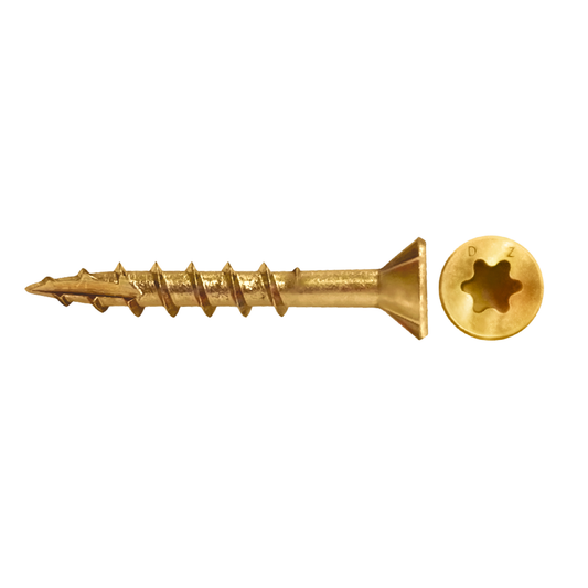 Daggerz #10 x 6" Wood Screw - Star Flat Head, Yellow Zinc Plated (1,000 Pack)