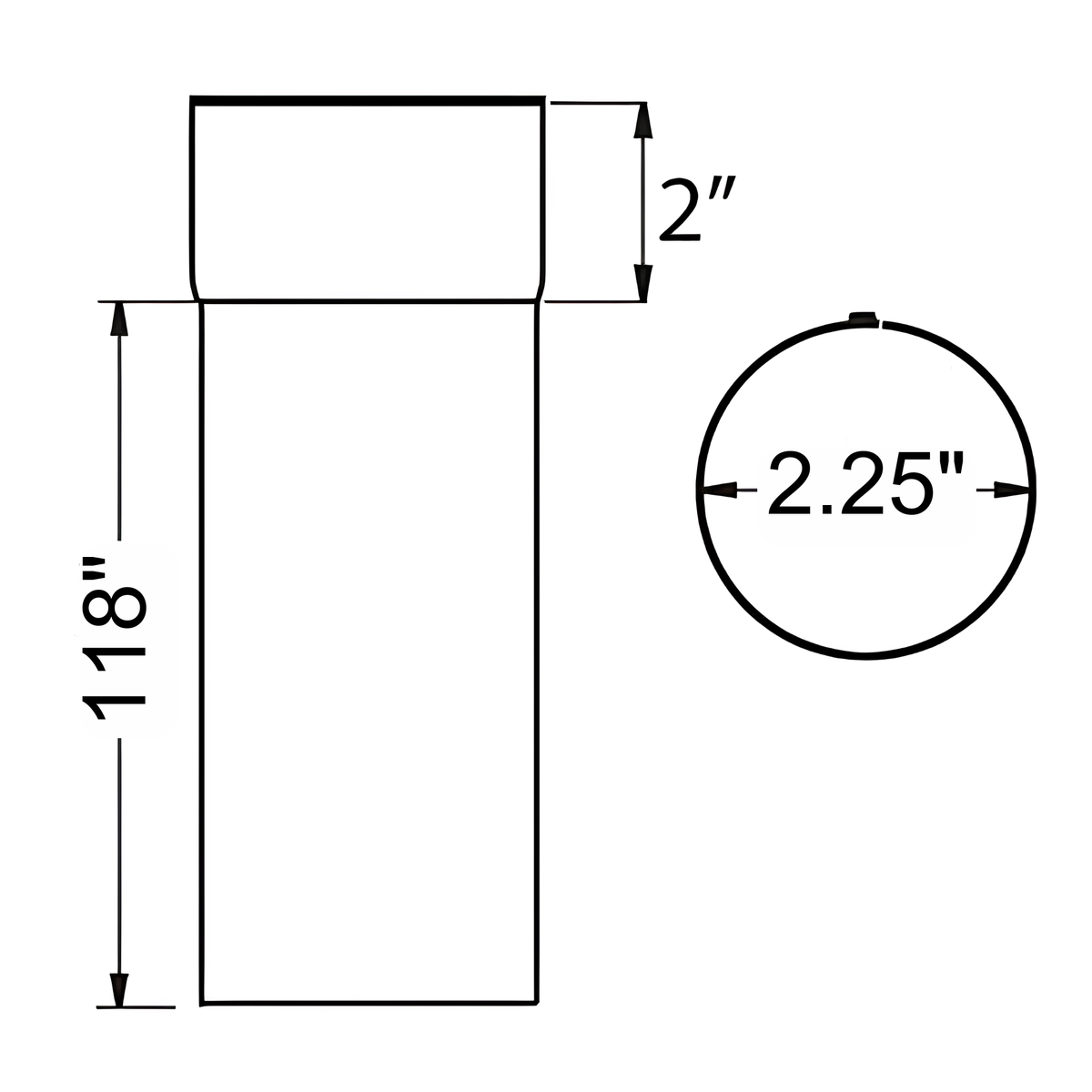 Round Downspouts for Copper Half-Round Gutters - 2" x 9'10" - 18oz