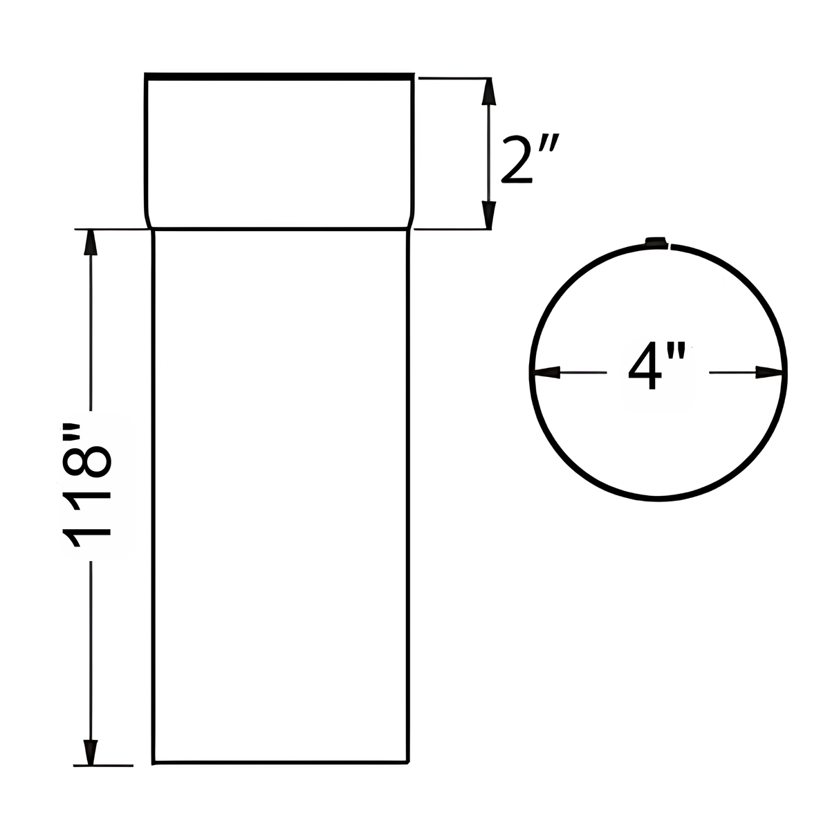 Round Downspouts for Zinc Half-Round Gutters - 4" x 9'10"