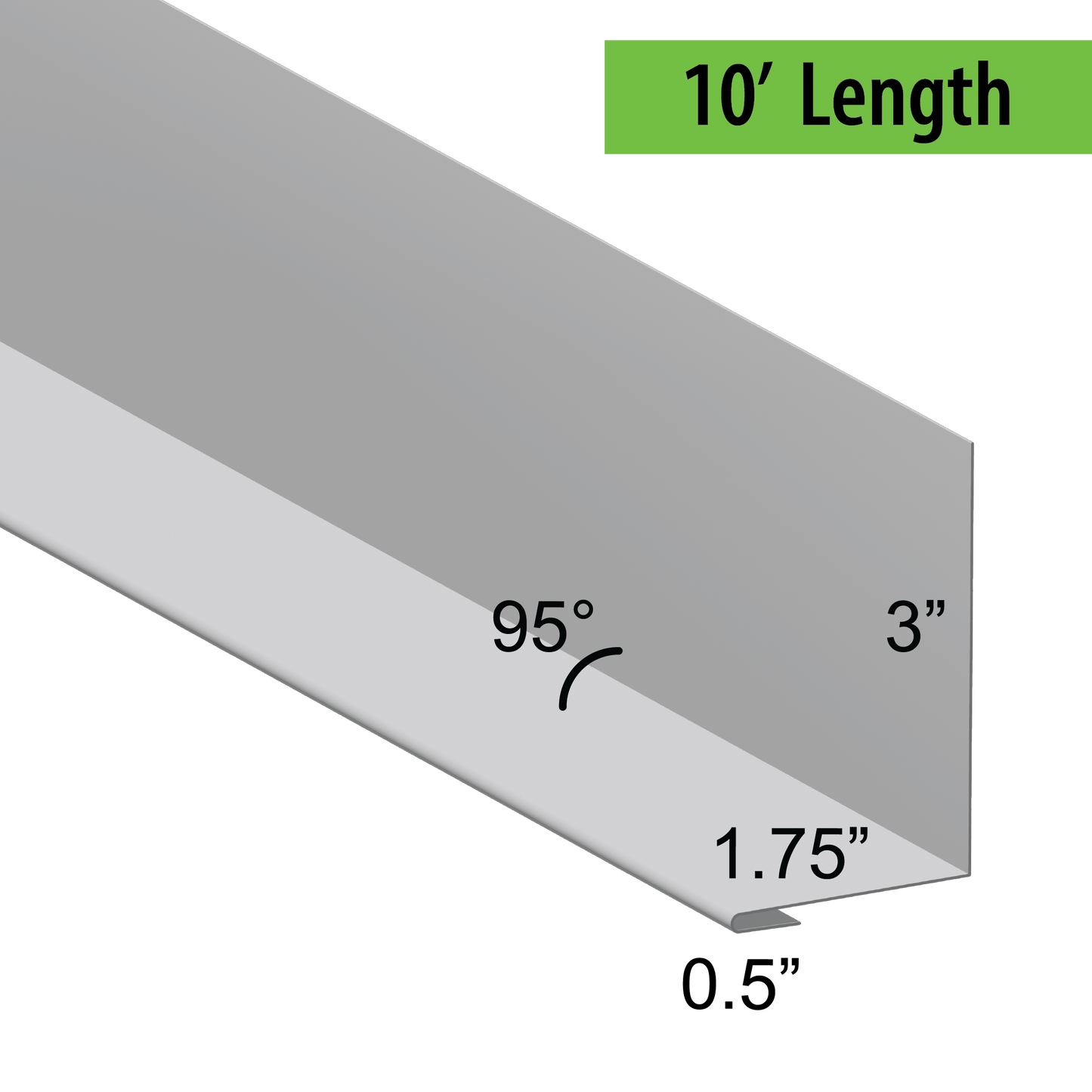 95° Hemmed Angle Flashing - 0.040 Aluminum