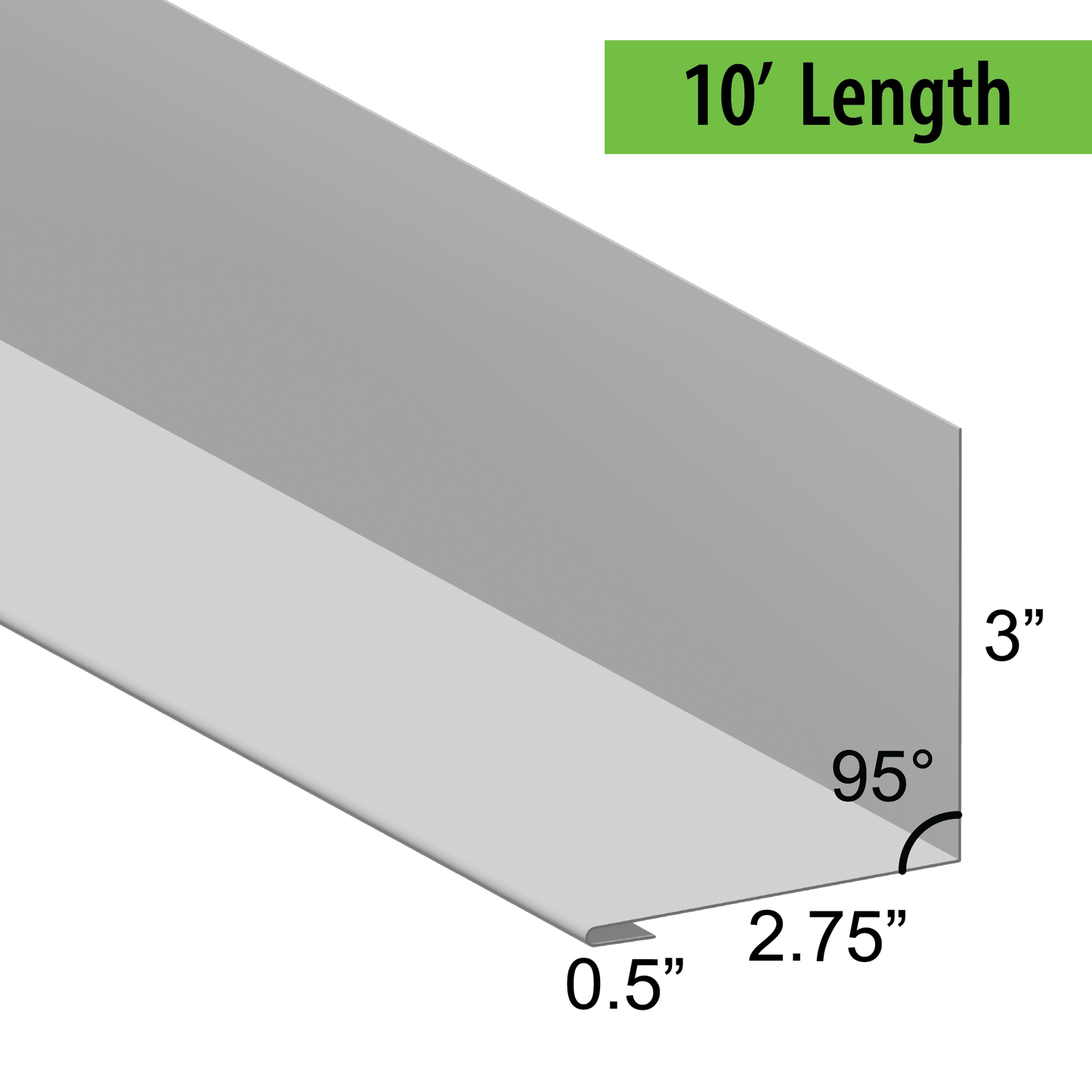 95° Hemmed Angle Flashing - 0.040 Aluminum