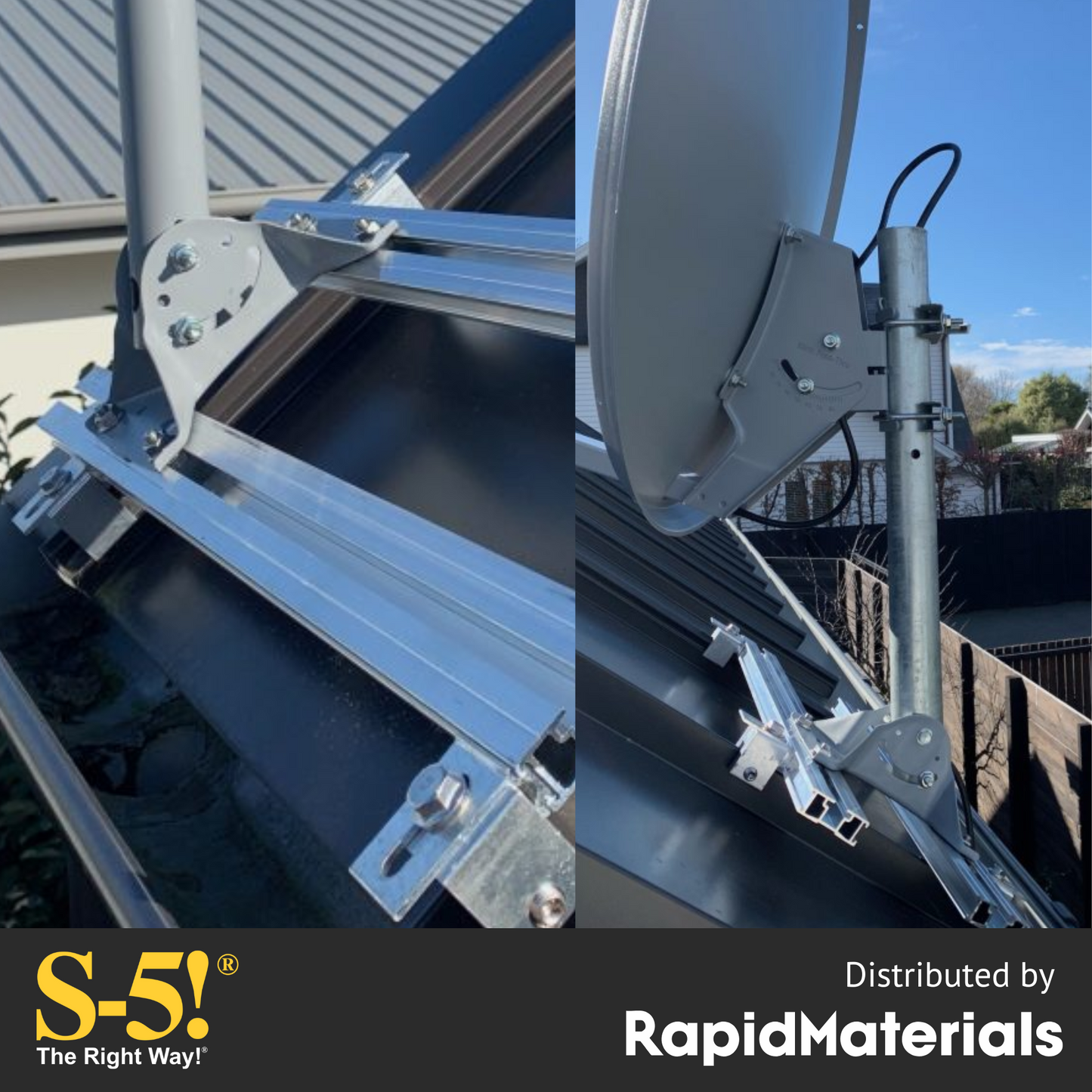 Satellite Dish Mounting Kit for Standing Seam Metal Roofs