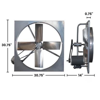 24" Wall Mount Panel Exhaust Fan – 1/4 HP Belt Drive (6,800 CFM)