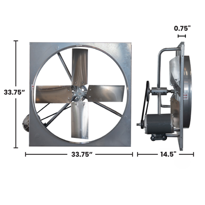 30" Wall Mount Panel Exhaust Fan – 1/3 HP Belt Drive (8,400 CFM)