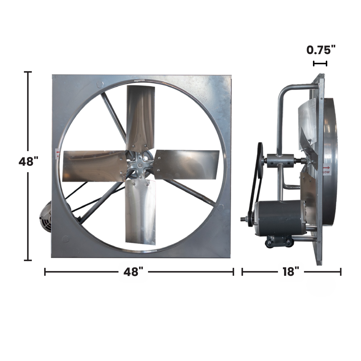 42" Wall Mount Panel Exhaust Fan – 3/4 HP Belt Drive (17,500 CFM)