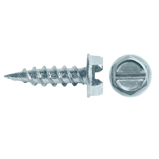 Daggerz #12 x 3" Self-Piercing Screw - Slotted Hex Washer Head, Zinc Plated (1,500 Pack)