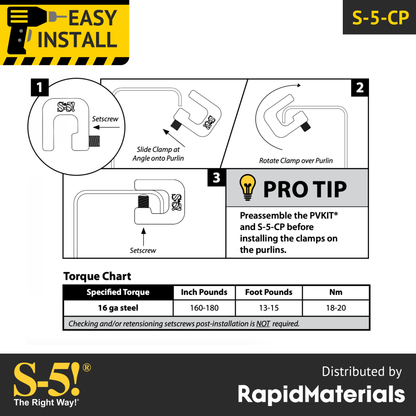 S-5-CP Seam Clamp (Car Port)