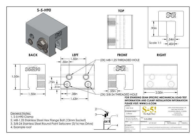 S-5-H90 Seam Clamp