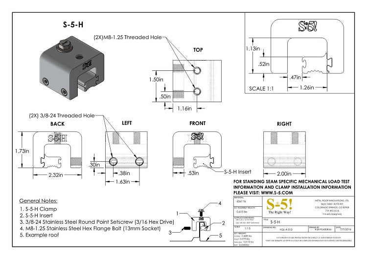 S-5-H Seam Clamp