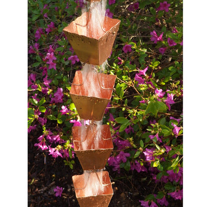 Copper Rain Chain - Square Cup - 10'