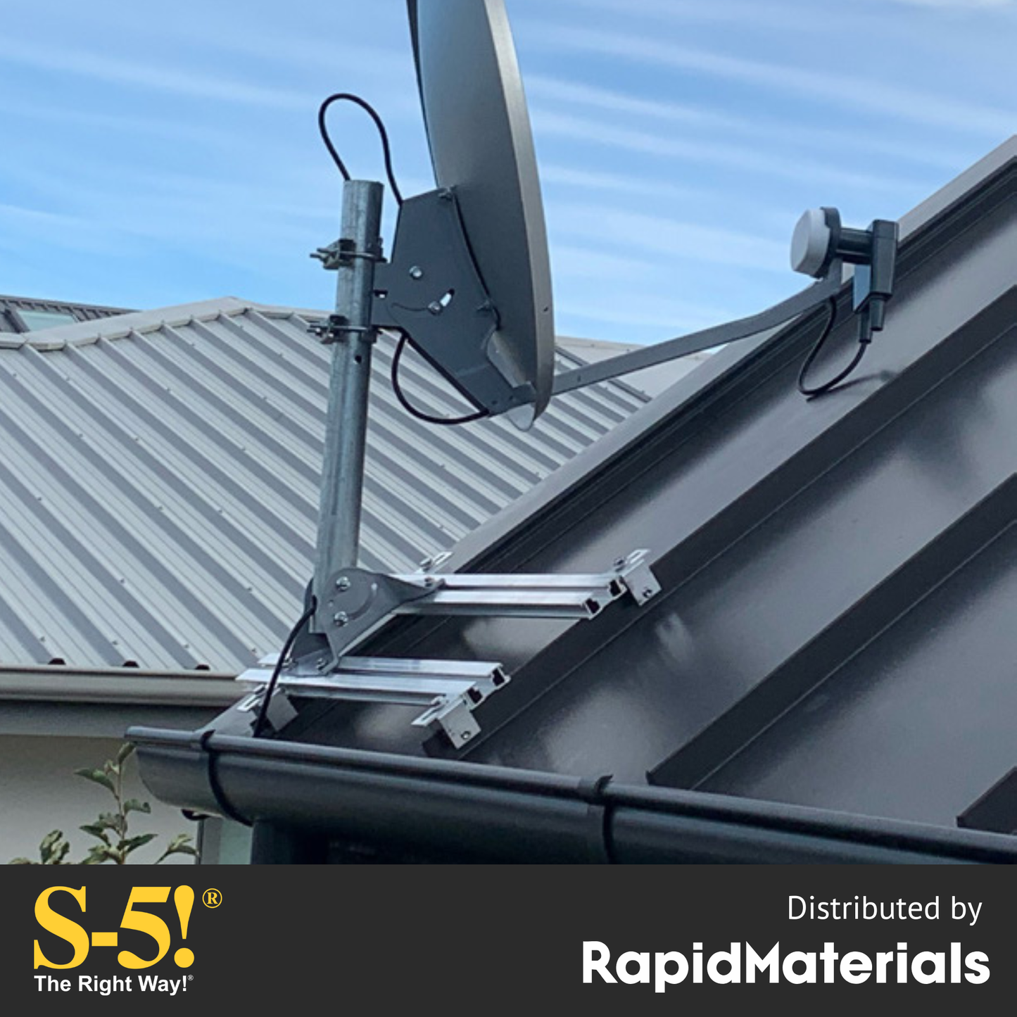 Satellite Dish Mounting Kit for Standing Seam Metal Roofs