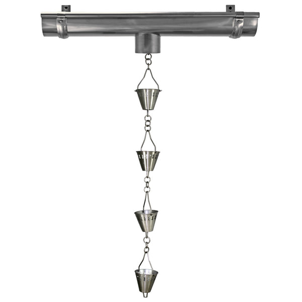 Stainless Steel Rain Chain - Shade Cup - 10'