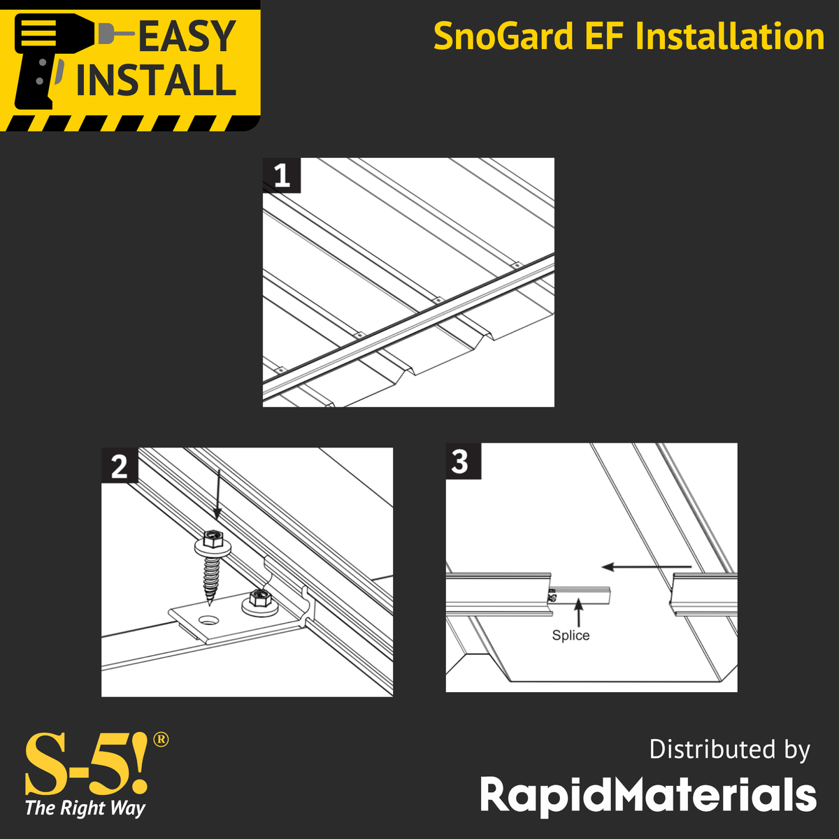 S-5! SnoGard™ EF Snow Retention System for Exposed-Fastened Metal Roofs - 84 LF Kit