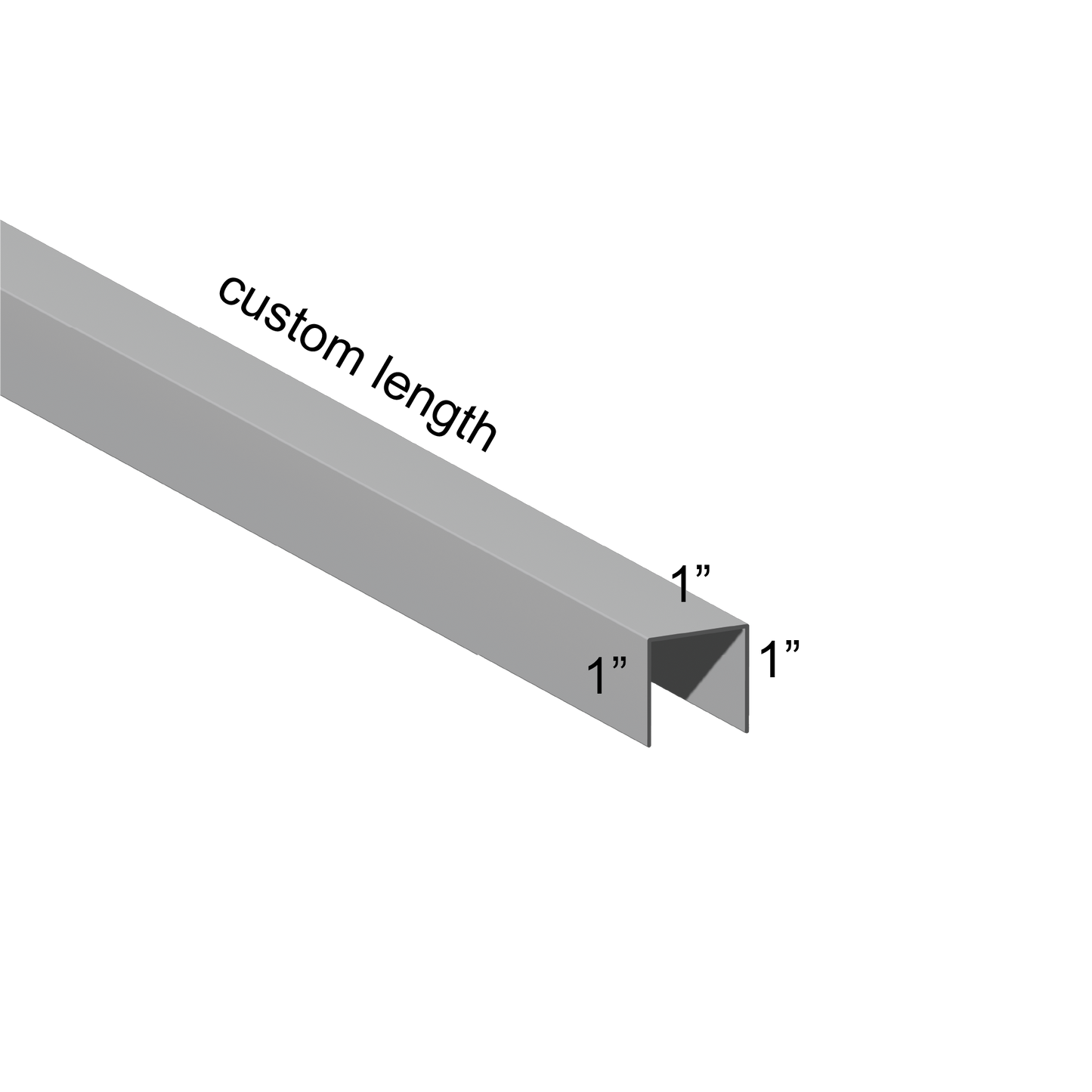 Galvanized U Channel Spec Drawing Web 1", Legs 1" custom length