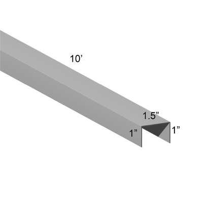 Galvanized U Channel Spec Drawing Web 1.5", Legs 1" 10ft long