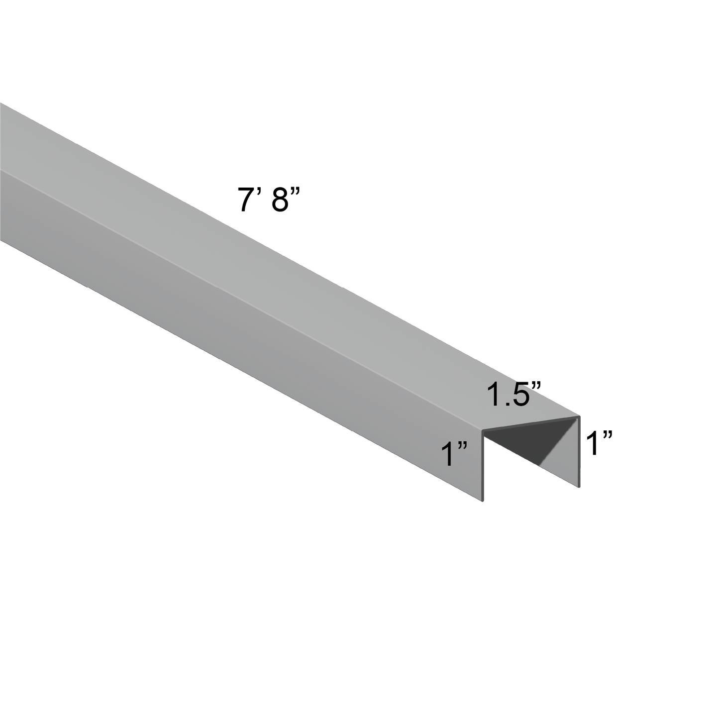 Galvanized U Channel Spec Drawing Web 1.5", Legs 1" 7.67ft long