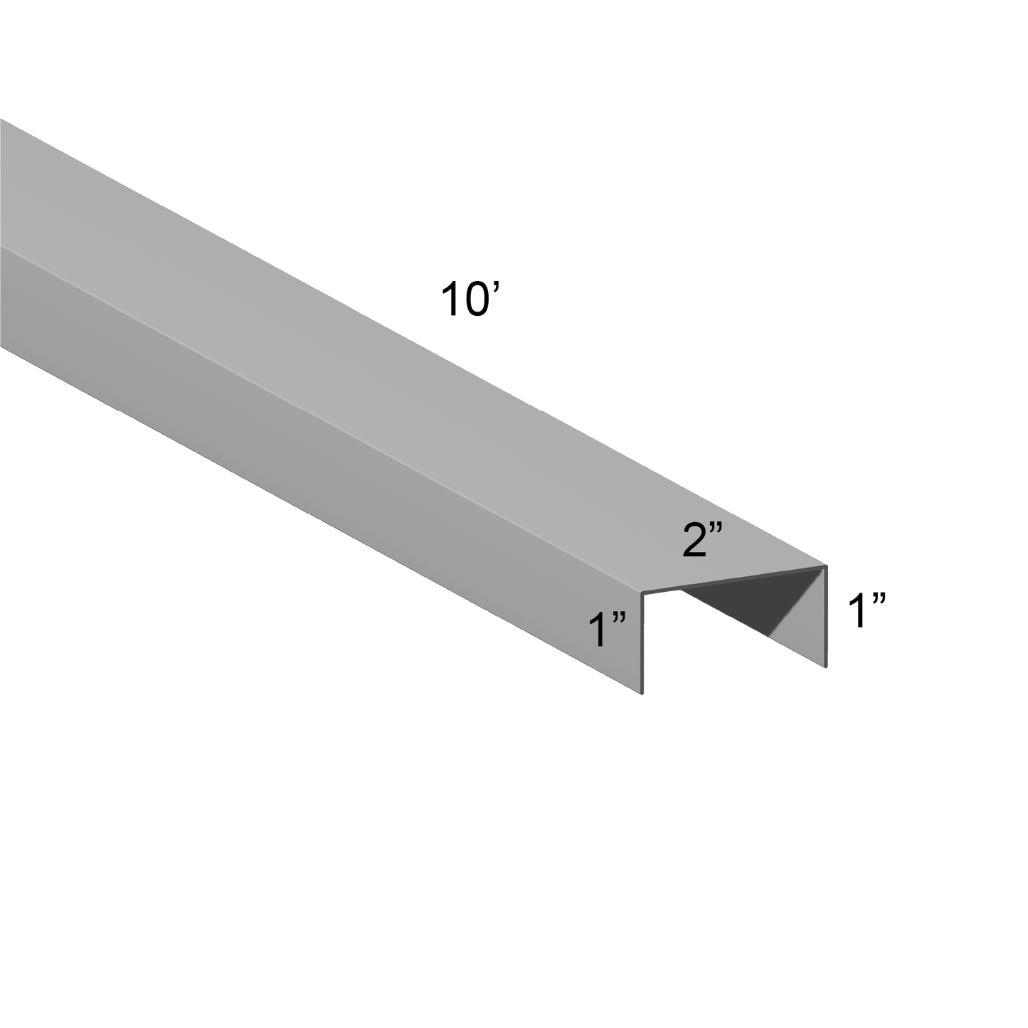 Galvanized U Channel Spec Drawing Web 2", Legs 1" 10ft long