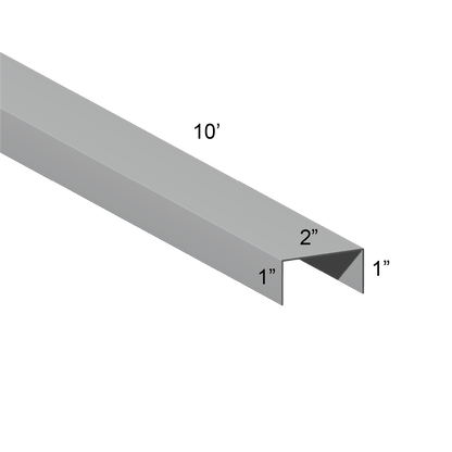 Galvanized U Channel Spec Drawing Web 2", Legs 1" 10ft long