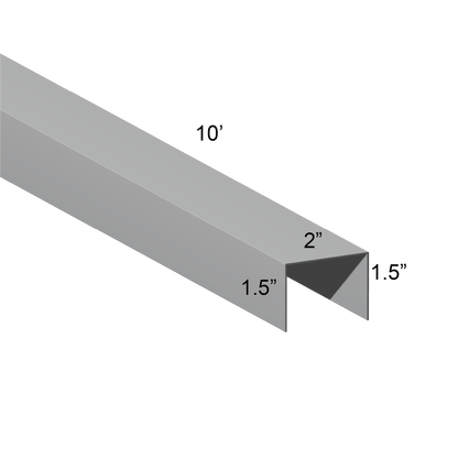 Galvanized U Channel Spec Drawing Web 2", Legs 1.5" 10ft long