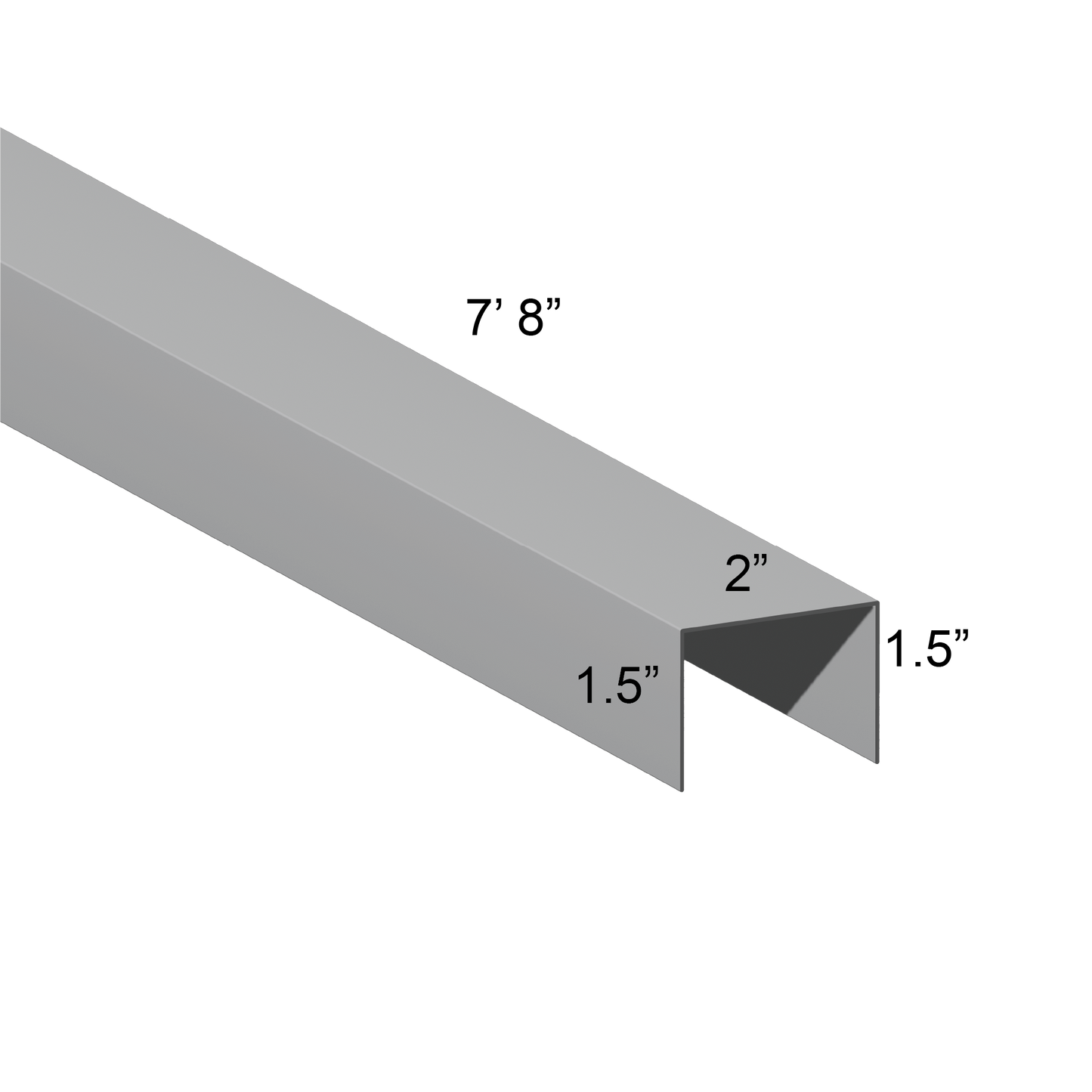 Galvanized U Channel Spec Drawing Web 2", Legs 1.5" 7.67ft long