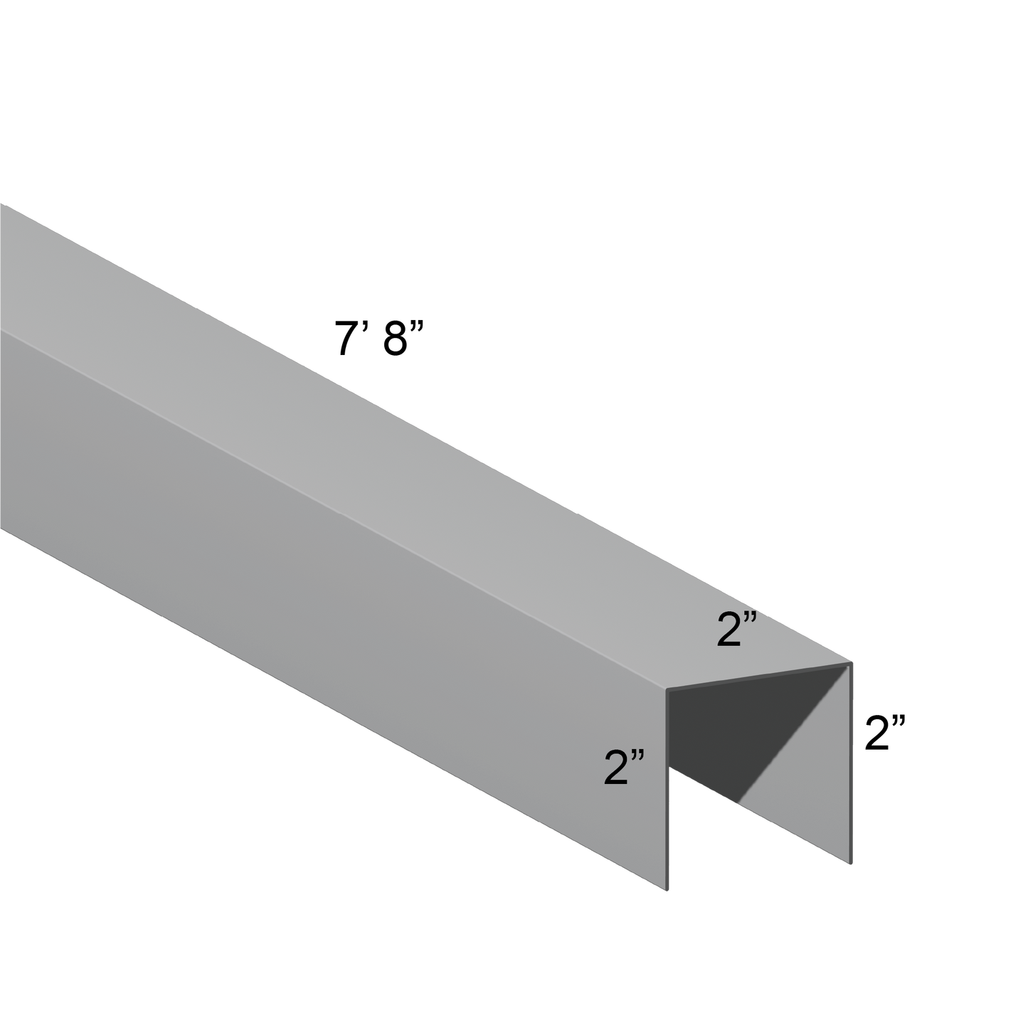Galvanized U Channel Spec Drawing Web 2", Legs 2" 7.67ft long