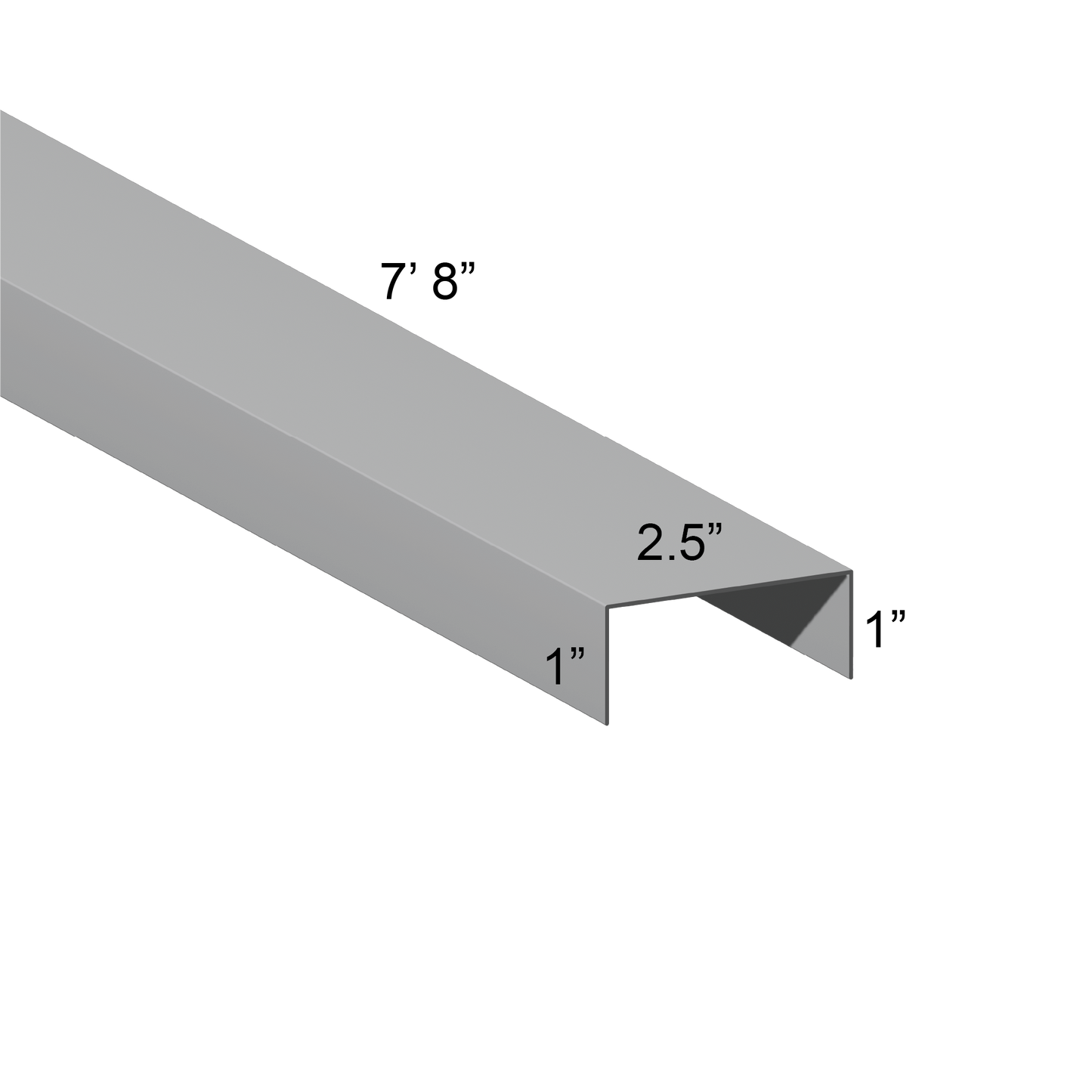 Galvanized U Channel Spec Drawing Web 2.5", Legs 1" 7.67ft long