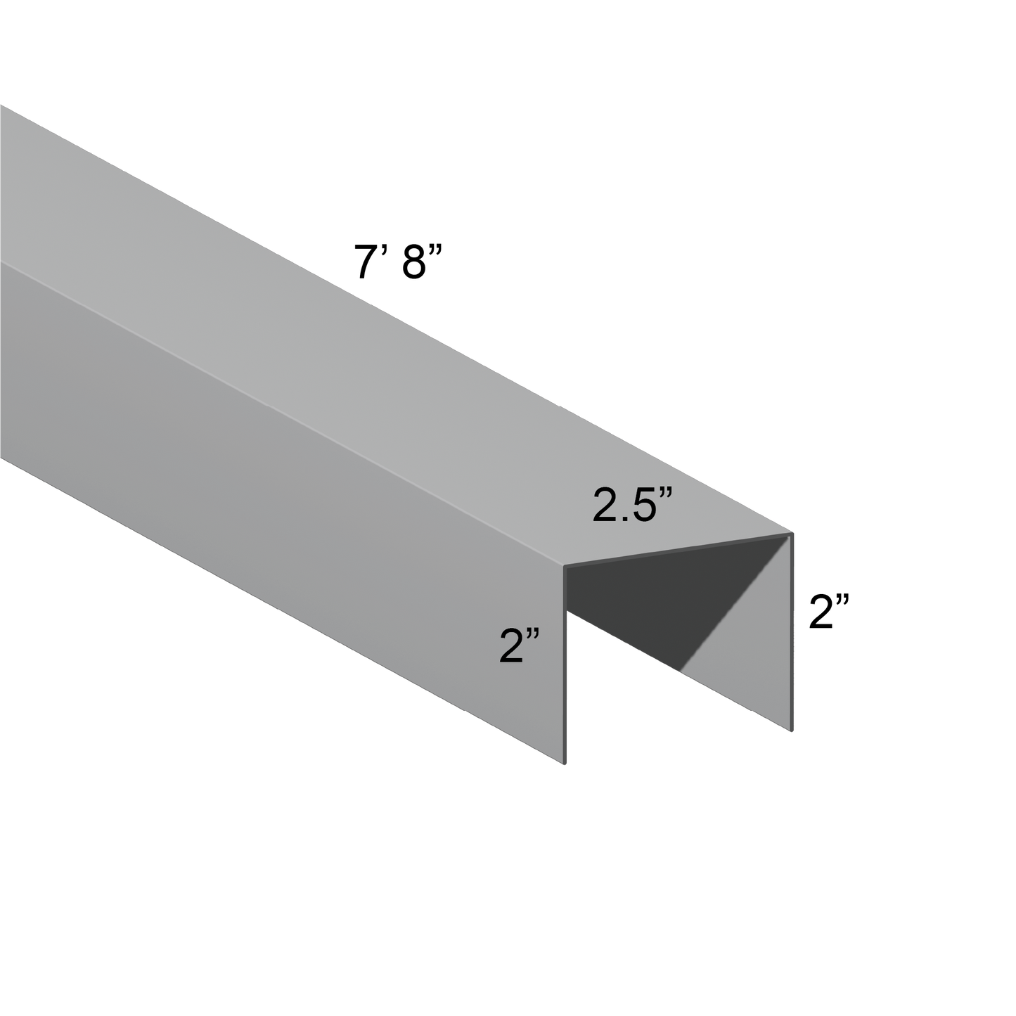 Galvanized U Channel Spec Drawing Web 2.5", Legs 2" 7.67ft long