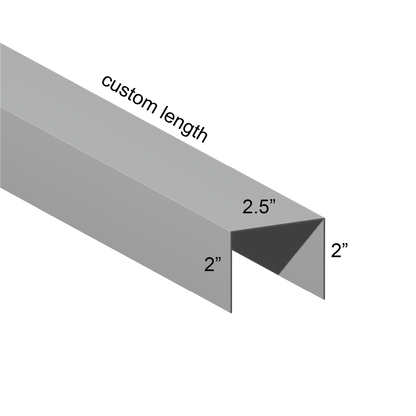 Galvanized U Channel Spec Drawing Web 2.5", Legs 2" custom length