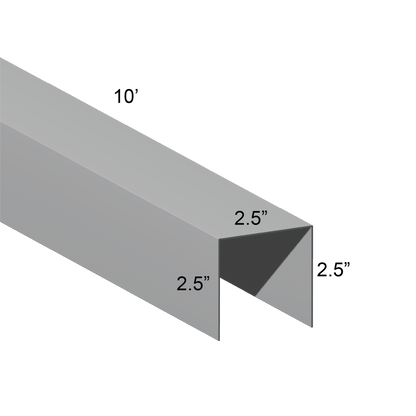 Galvanized U Channel Spec Drawing Web 2.5", Legs 2.5" 10ft long