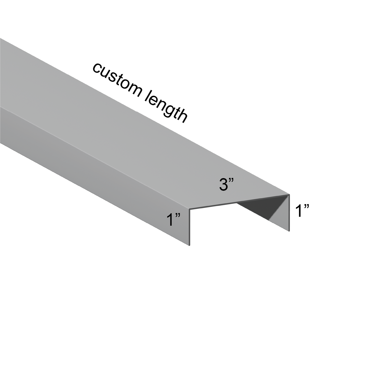 Galvanized U Channel Spec Drawing Web 3", Legs 1" custom length